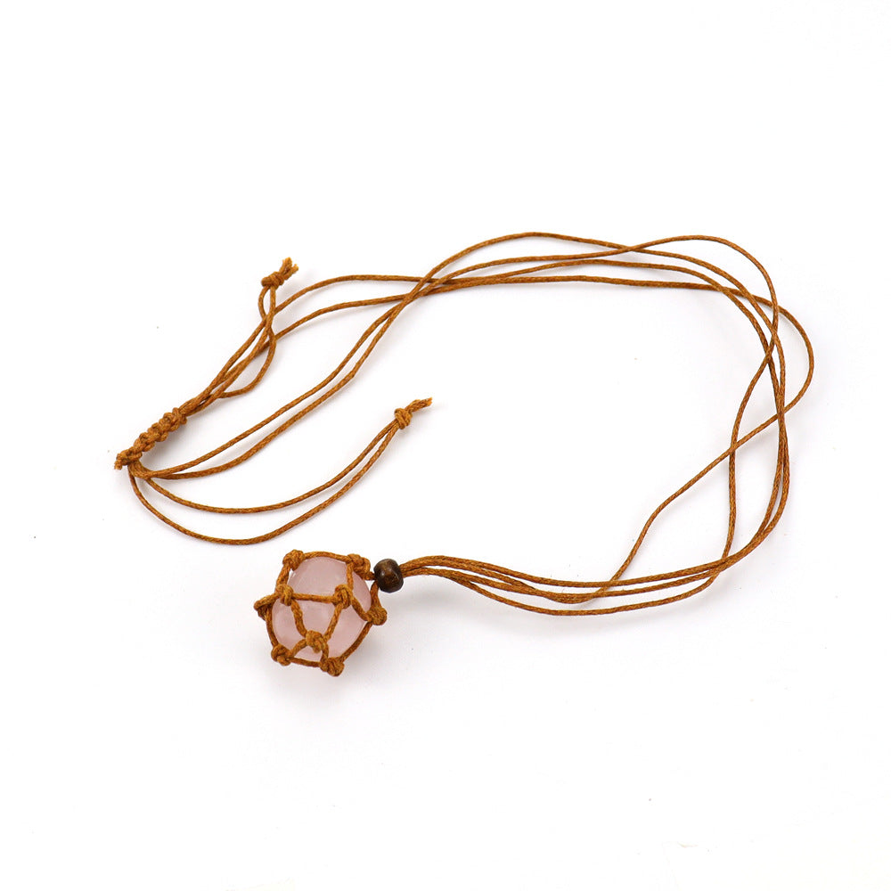 Wholesale Hand-woven Natural Stone Net Pocket Adjustable Necklace
